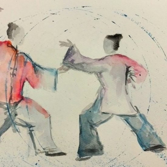 Maestro e allievo - acquerello di Donella Bucca