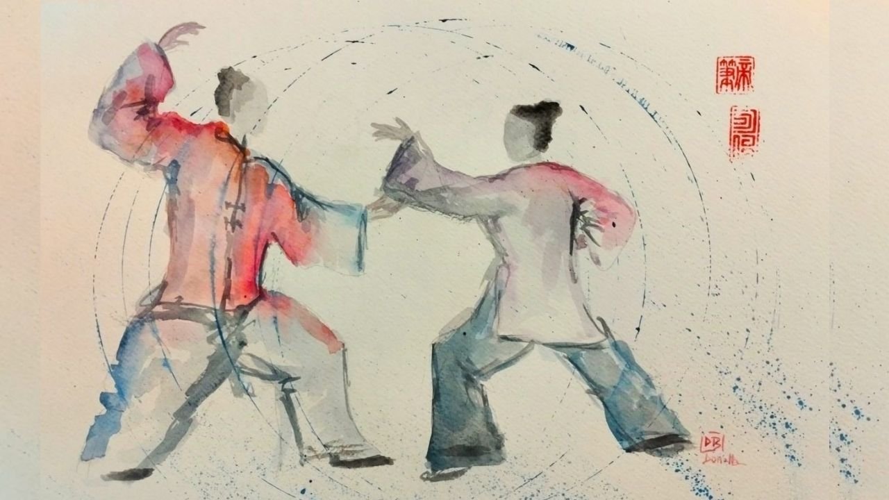 Maestro e allievo - acquerello di Donella Bucca