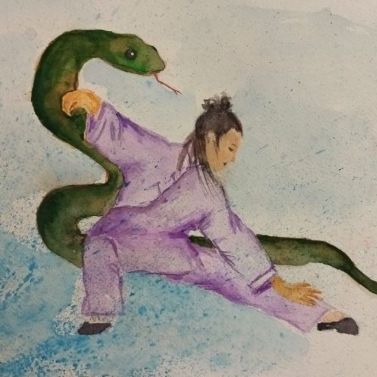 Scendere strisciando - acquerello di Donella Bucca