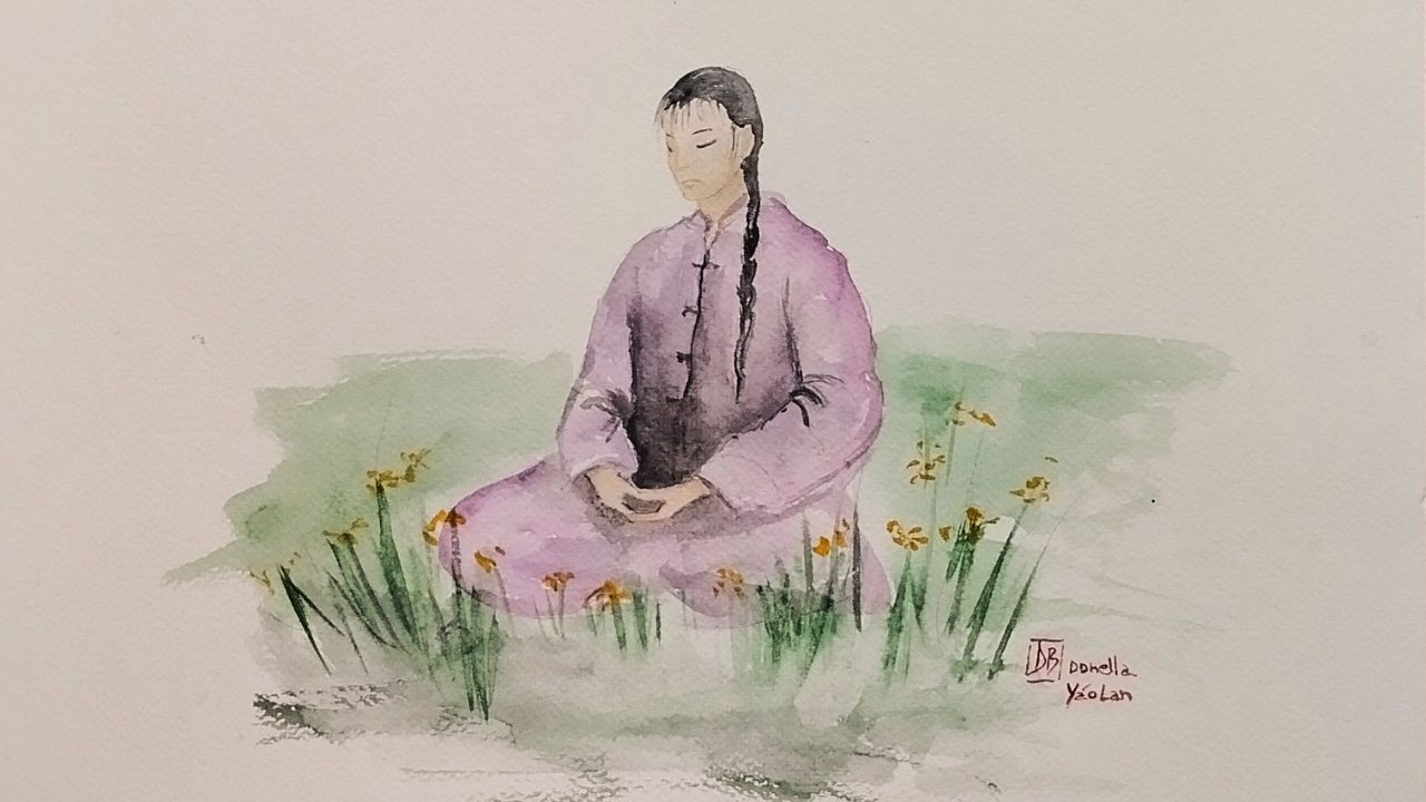 Meditare - acquerello di Donella Bucca