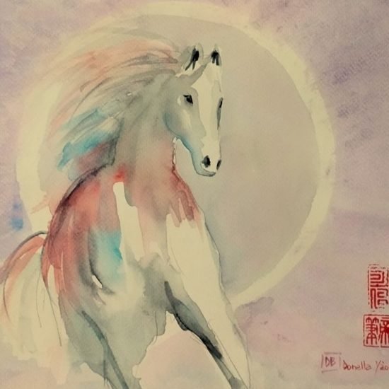 capodanno cinese " il Fuoco e l'eclissi" acquerello di Donella bucca