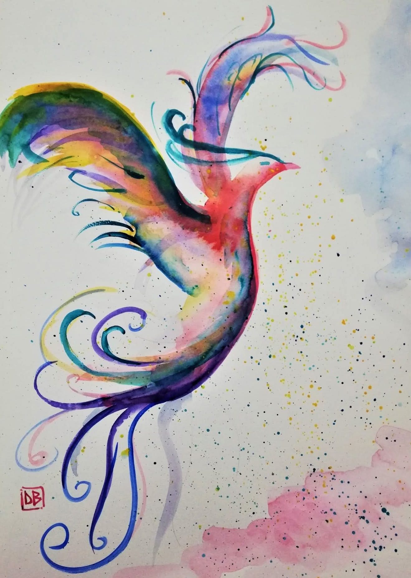 Fenice - Acquerello di Donella Bucca